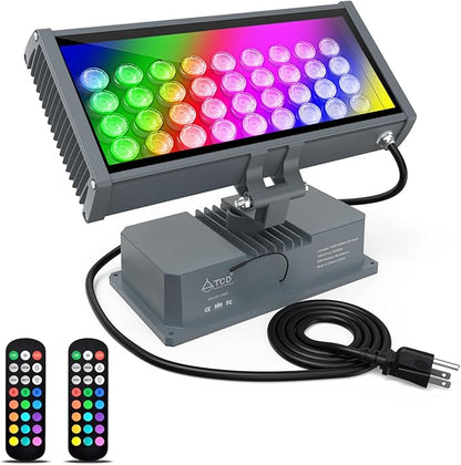 LED Wall Washer Flood Lights with RF Remote, 144W RGBW Color Changing Wash Lighting Waterproof Heavy-duty LED Wall Washing Light for Outdoor & Indoor Lighting Projects, Hotels, Church, Building, House