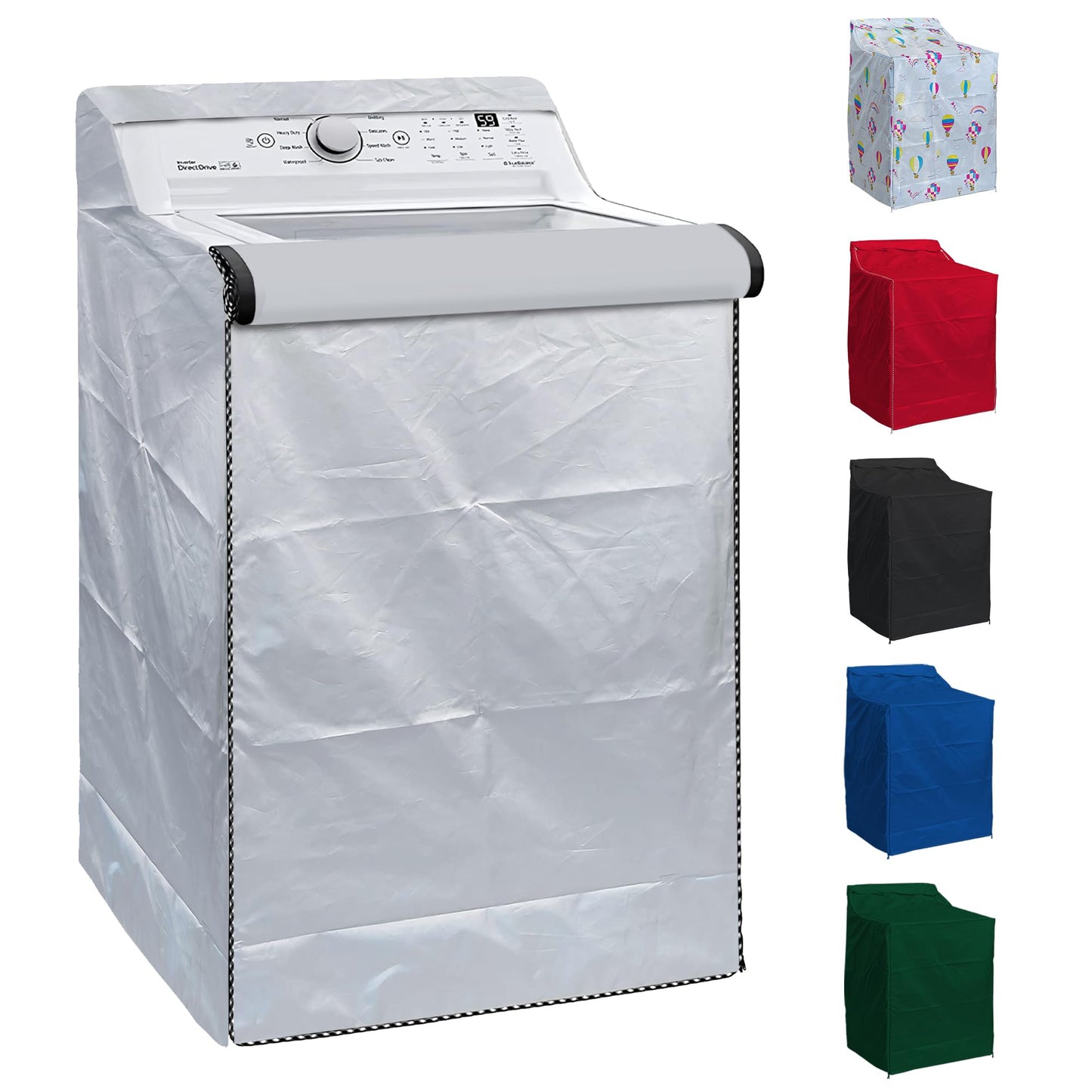 BlueStars Washing Machine Cover For Top-load - Premium Outdoor Protection For Most Washer Dryer Cover - W29”x D28”x H43” (Silver)