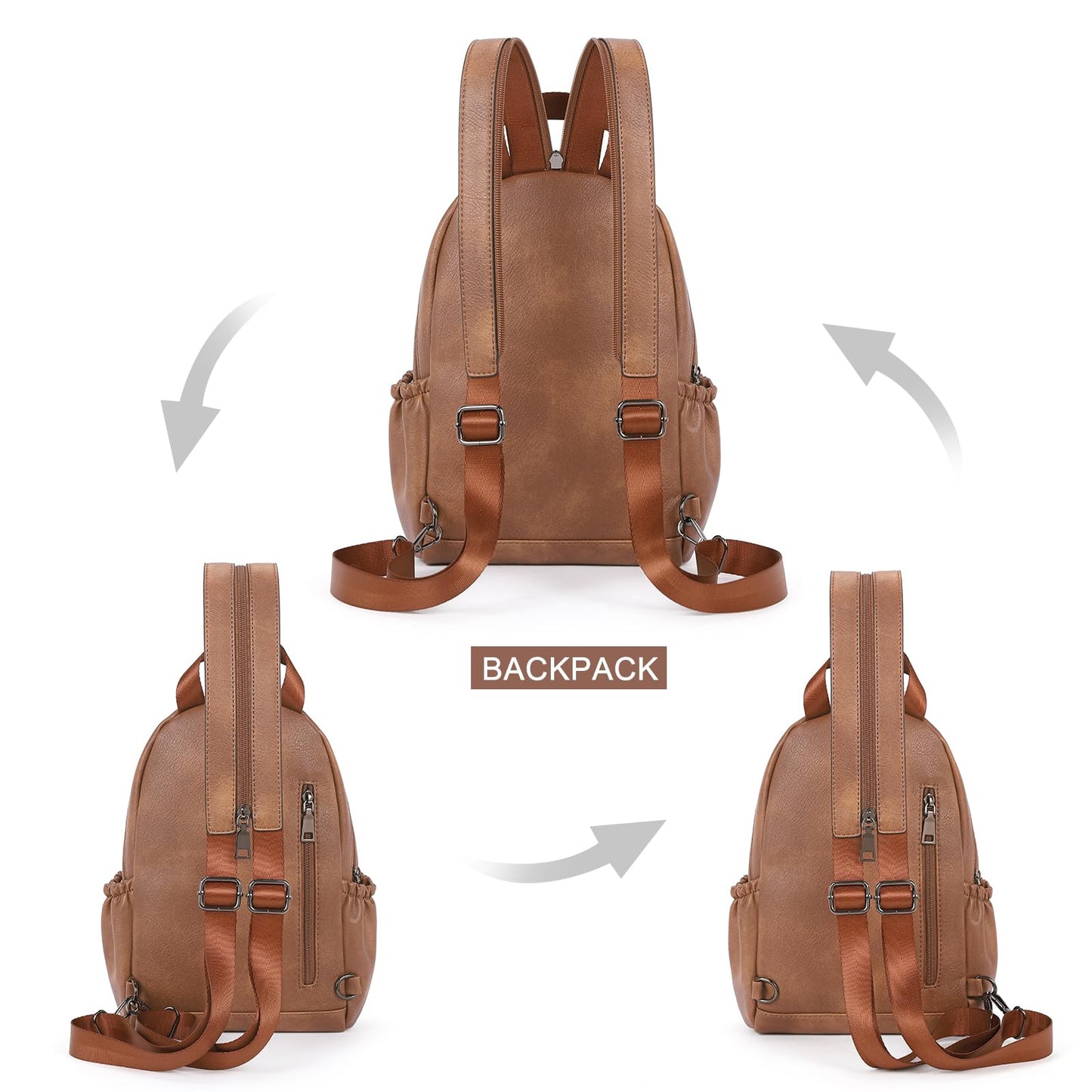 CLUCI Sling Bag for Women Leather Women's Backpack Small Convertible Backpack Purse for Women Travel Hiking Cycling