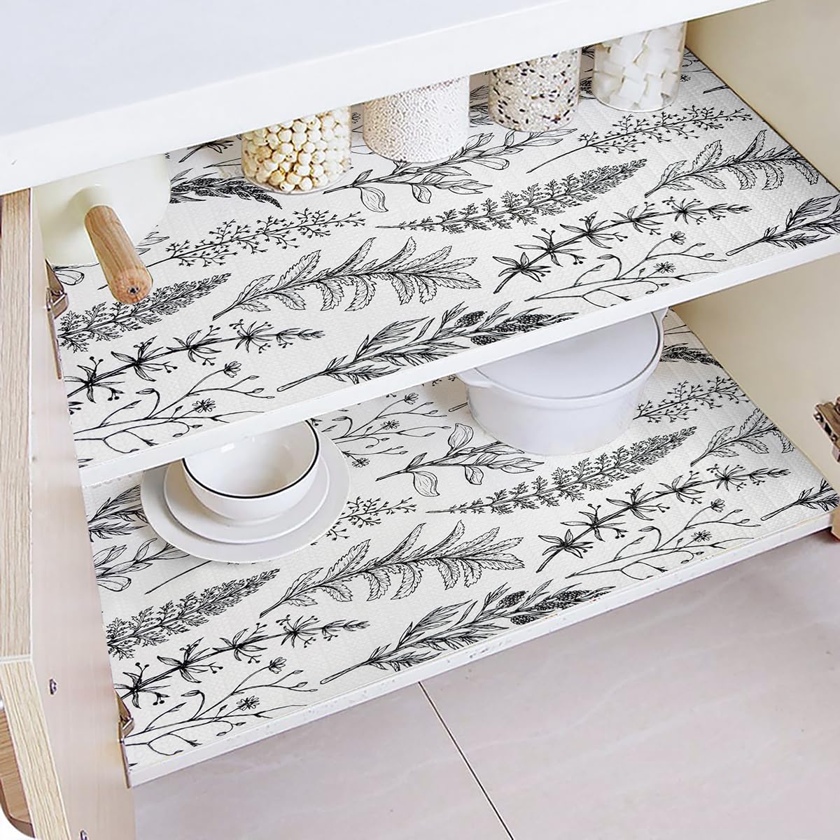 Quttisay Shelf Liner for Kitchen Cabinets,Non Adhesive Cabinet Liner,Non-Slip Drawer Liner,Waterproof Shelf Liner Easy to Clean Strong Grip Liner for Cabinets,Drawers,Cupboard，(Floral 12 in x 10FT)