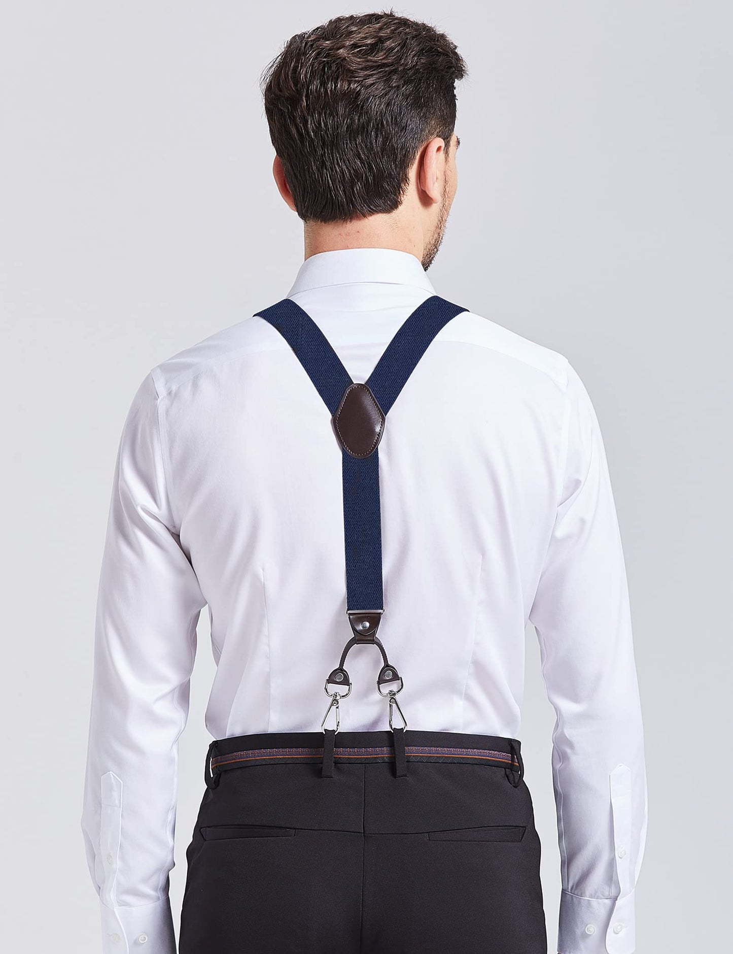 Ausukler Men's Suspenders with Swivel Hooks and Adjustable Braces, Suitable for Heavy Duty, Big and Tall, Black (Navy Blue)