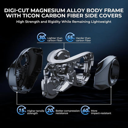 KastKing Mg-Ti Elite Baitcasting Reel - Titanium Spool, Magnetic Braking System | Lightweight Magnesium Frame, 2+9+1 Bearings