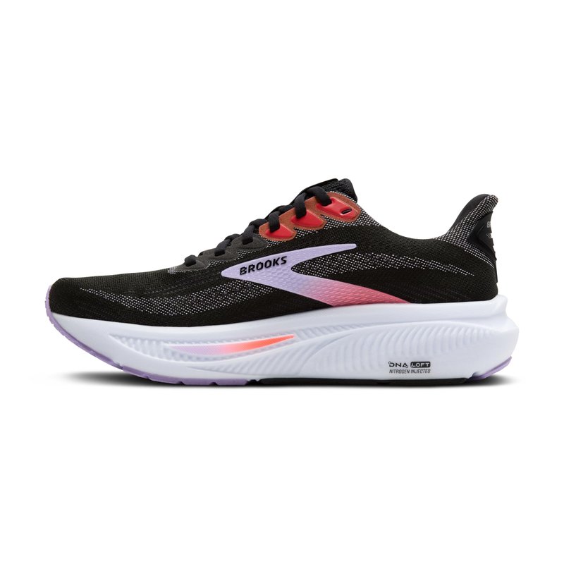 Brooks Women’s Ghost 17 Neutral Running Shoe - Black/Purple/Coral - 5 Medium