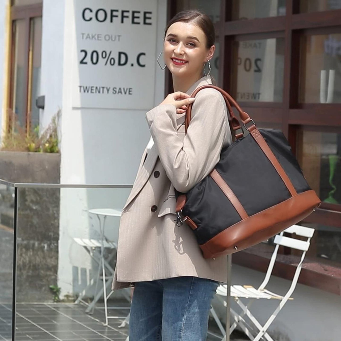 CAMTOP Women Ladies Weekender Travel Bag Canvas Overnight Carry-on Duffel Tote Luggage