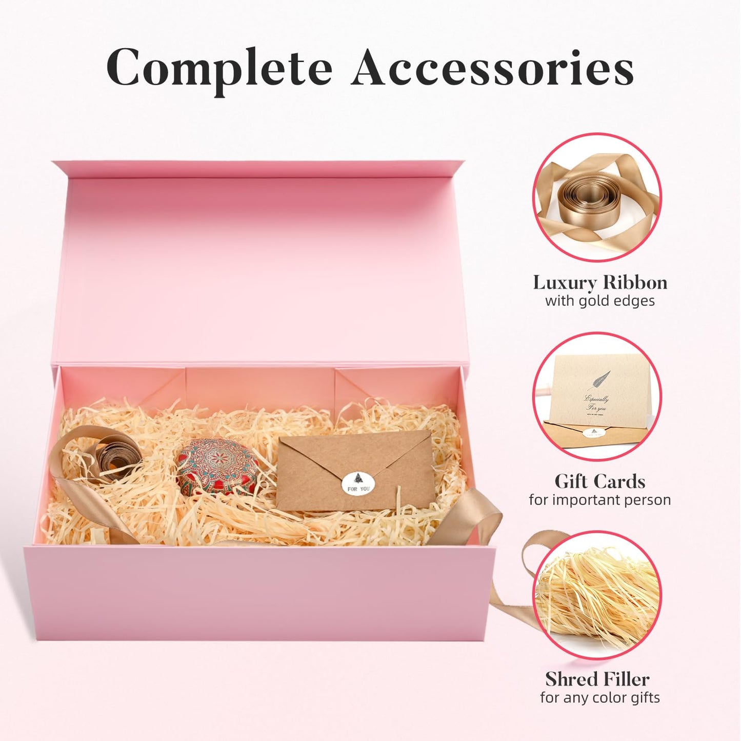 LIFELUM Large Gift Box 14"x8.5"x4.5" Christmas Gift Boxes for Presents for Anniversary Wedding Birthday,Gift boxes with Shredded Filler Card Ribbon