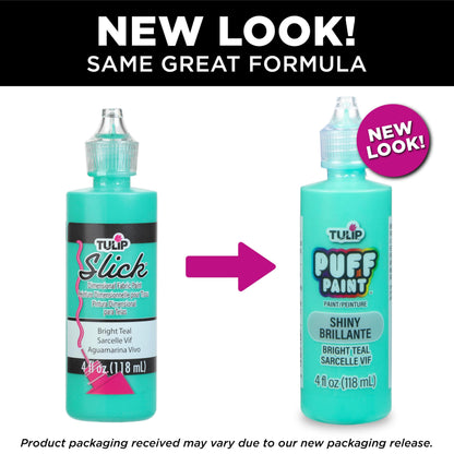 Tulip Puff Fabric Paint, Acrylic Craft Paint, 4 fl oz, Bright Teal, for Clothes, DIY Projects, Non-Toxic