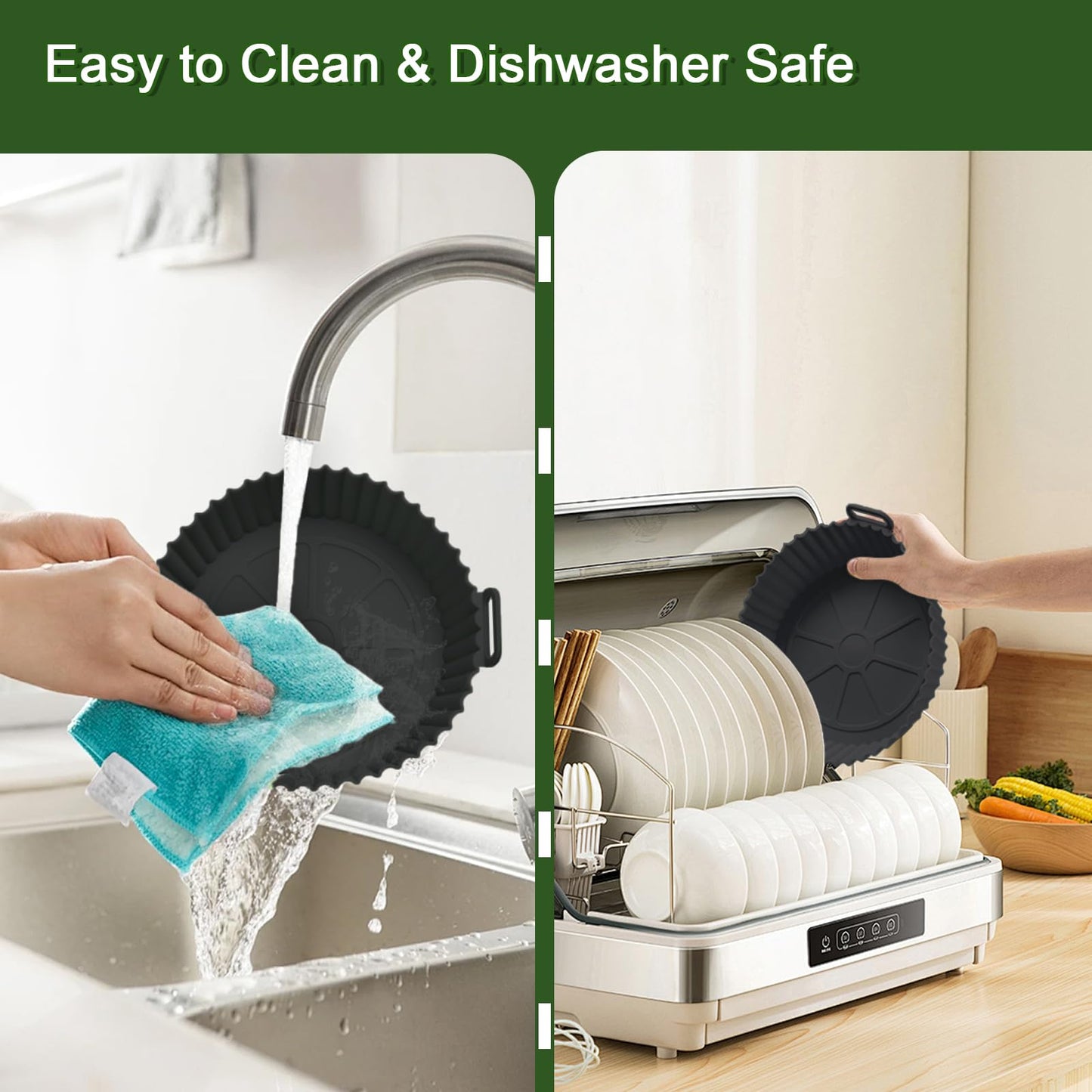 3 Pack Air Fryer Silicone Liners, 8Inch Airfryer Liners, AirFryer Basket Liner, Reusable Food Grade Air Fryers Basket Pots Oven Liner Baking Tray, Air Fryer Silicone Mat Accessories Kitchen