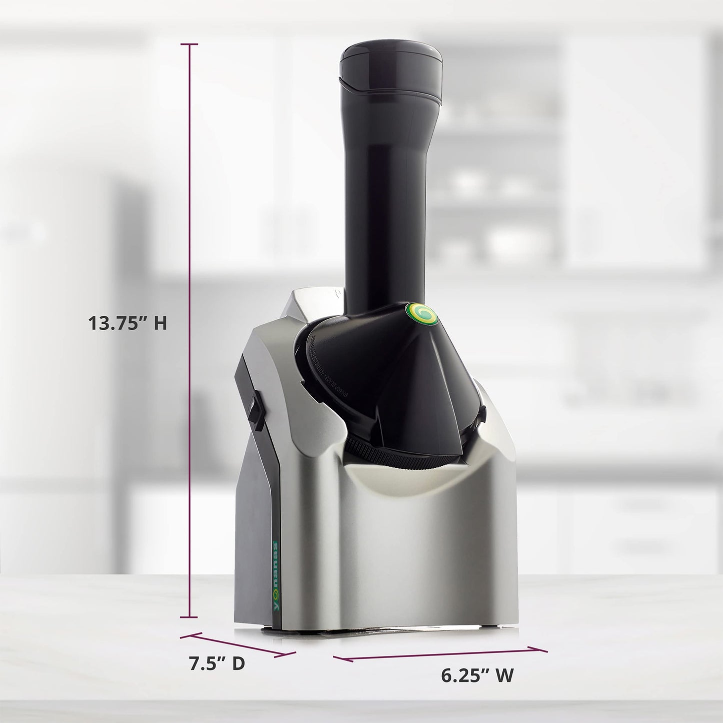 Yonanas Classic Frozen Fruit Soft Serve Maker for Healthy Vegan and Dairy-Free Treats, 200W Silver Machine with 36 Recipes, BPA Free, Easy to Clean, Quick and Simple to Use