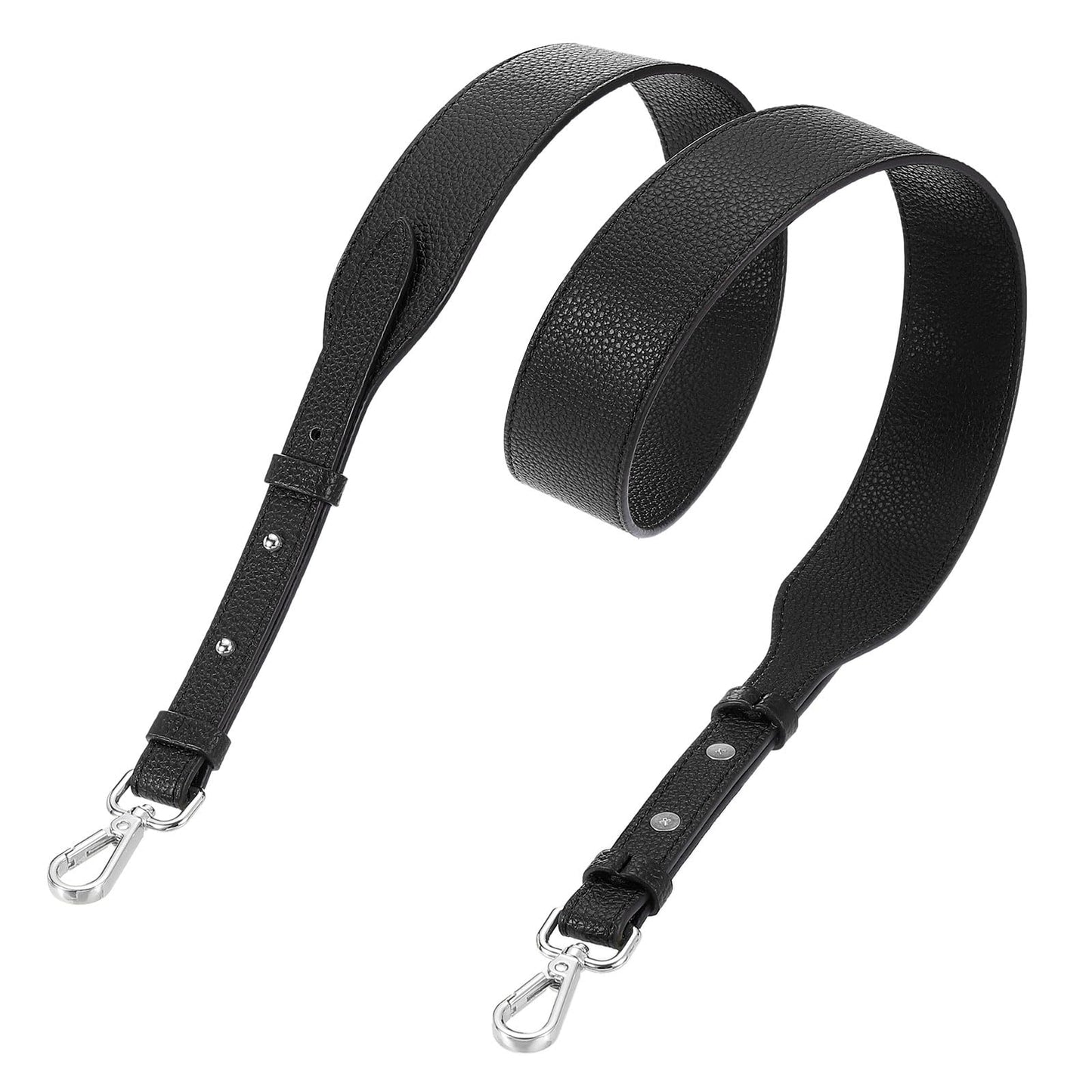 uxcell PU Leather Bag Strap, 41.7"-45.3" Adjustable Crossbody Replacement Straps 1.5" Width for Cross Body Bag, Shoulder Bag (Black, Silver Clasp)