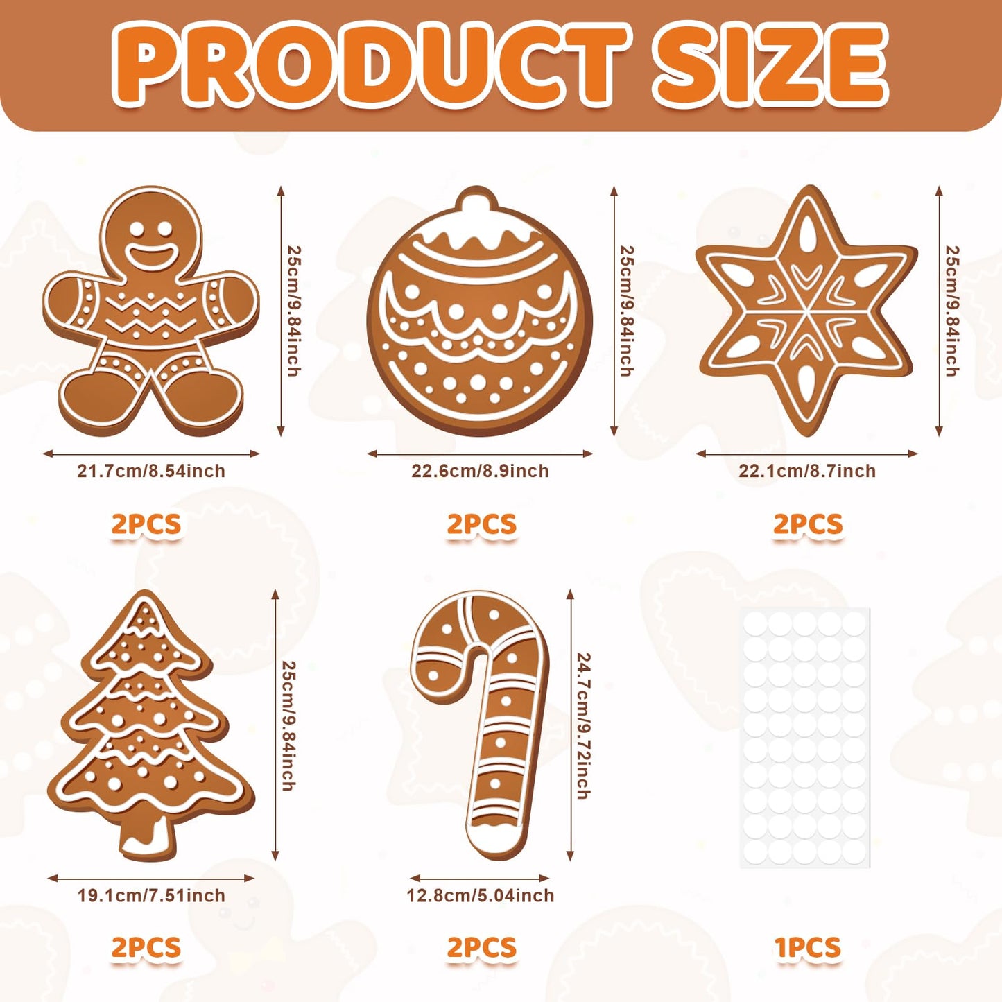Cinrobiye Christmas Decorations Indoor Tree Picks：10 Pcs Large Gingerbread Man Christmas Tree Picks, Rustic Holiday Ornaments for Xmas Tree Topper Home Winter Party Door Car Decor (10, Gingerbread)