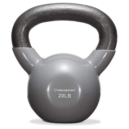 Philosophy Gym Vinyl Coated Cast Iron Kettlebell Weight 50 lbs - Black