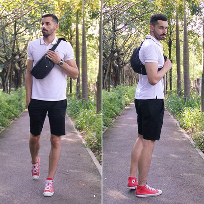 WATERFLY Fanny Pack for Men Women Water Resistant Large Hiking Waist Bag Pack Carrying All Phones for Running Walking Traveling (Black)