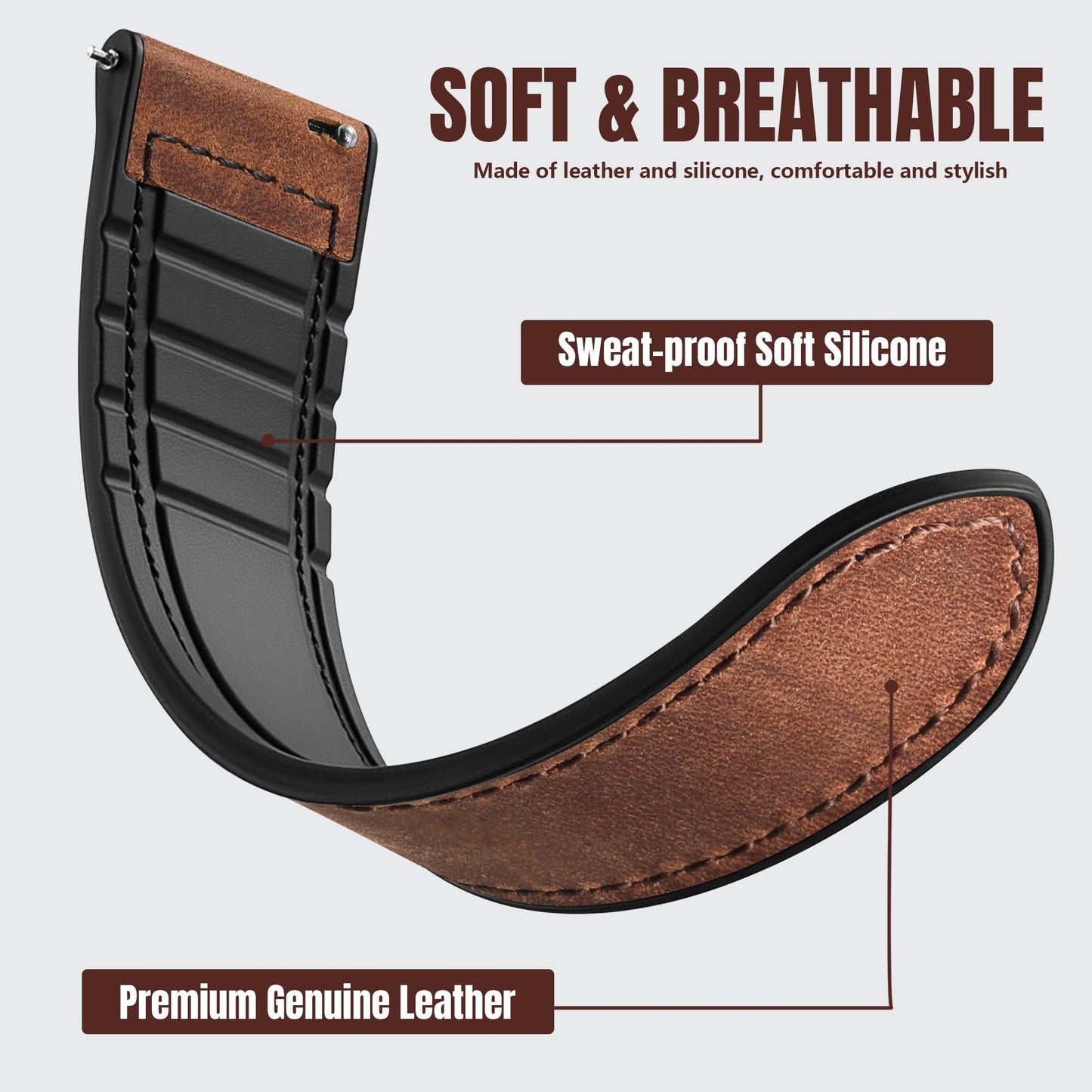 Charlam Magnetic Leather Bands Compatible with Samsung Galaxy Watch 7 Band 6 5 4 FE Active 2 40mm 44mm/Watch 6/4 Classic/Watch 5 Pro/3, 20mm Genuine Leather Straps for Samsung Watch Bands Men Women