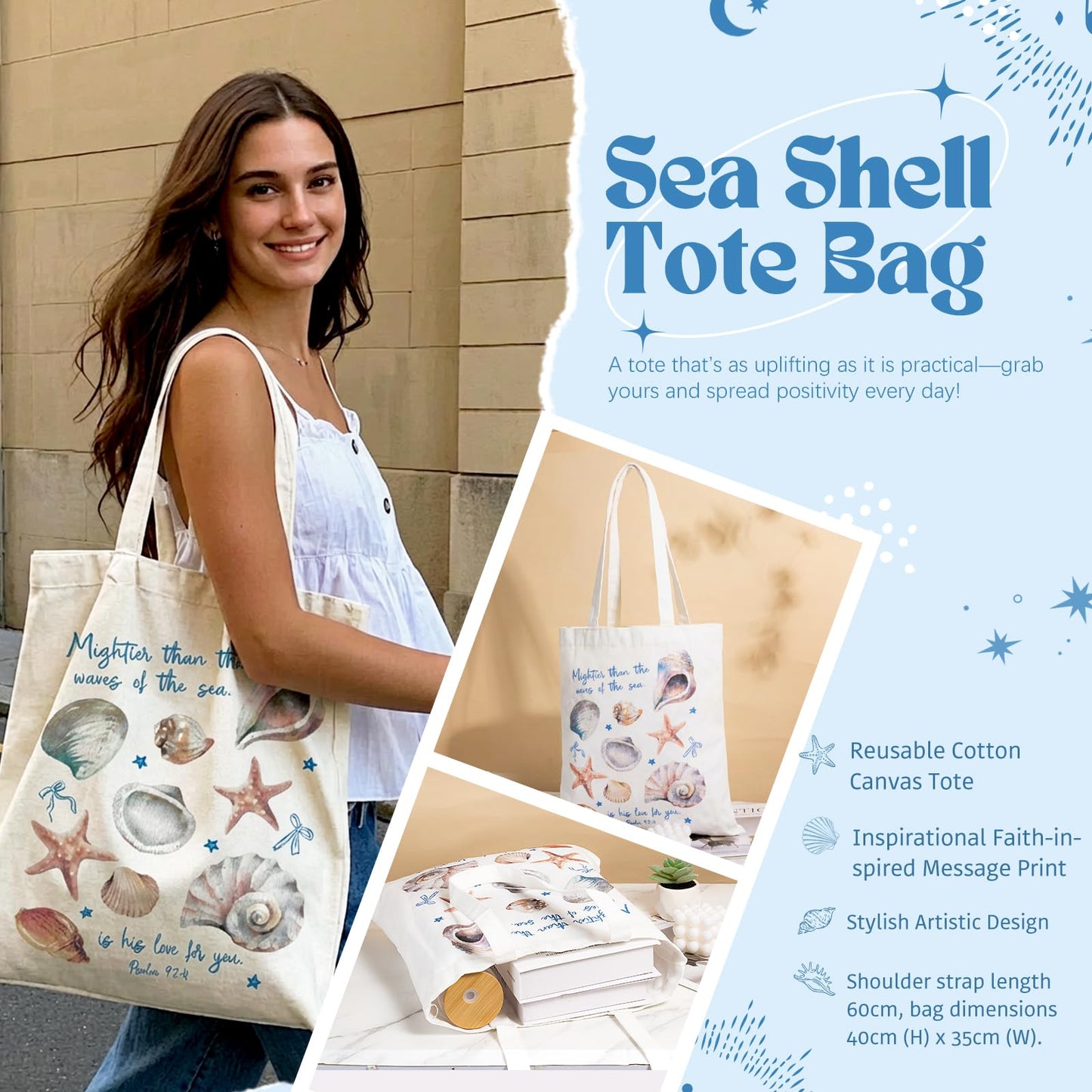 Gifts for Women, 8pcs Ocean Happy Birthday Gifts for Women, Christmas Ideas Inspirational Get Well Soon Gift Baskets Mothers Day Box w/Seashell Tote Bag for Her Mom Sister Friend Friendship