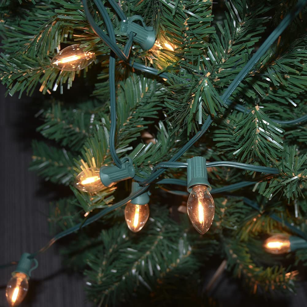 25 Pack C7 Led Replacement Christmas Light Bulb, 0.6W C7 Clear LED Replacement Lights Bulbs for Christmas Outdoor String Lights Window Candles, E12 Candelabra Base Night Light Bulbs, Warm White