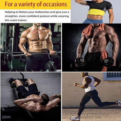 NINGMI Sauna Suit for Men Short Sweat Suits Neoprene Body Shaper Sauna Shirt Workout Waist Trainer Vest Tummy