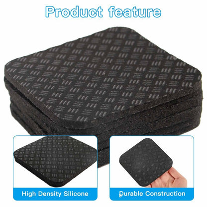 4PCS Non-Slip Treadmill Mat Pads, 4x4 Inch High Density Silicone Exercise Equipment Mat - Double-Sided Anti Vibration Pad for Treadmill, Walking Pad, Exercise Bike, Floor Protection (Square, 4 PCS)