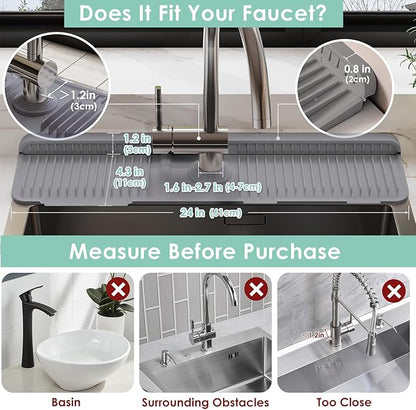 24 Inch Silicone Faucet Mat for Kitchen Sink Splash Guard