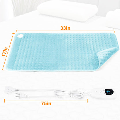 Heating Pad,Electric Heating Pads for Back,Neck,Abdomen,Moist Heating Pad for Shoulder,Knee,Arms,Legs,Dry/Moist Heat & Auto Shut Off,Birthday Gifts for Men and Women(Light Gray, 24''×12'')
