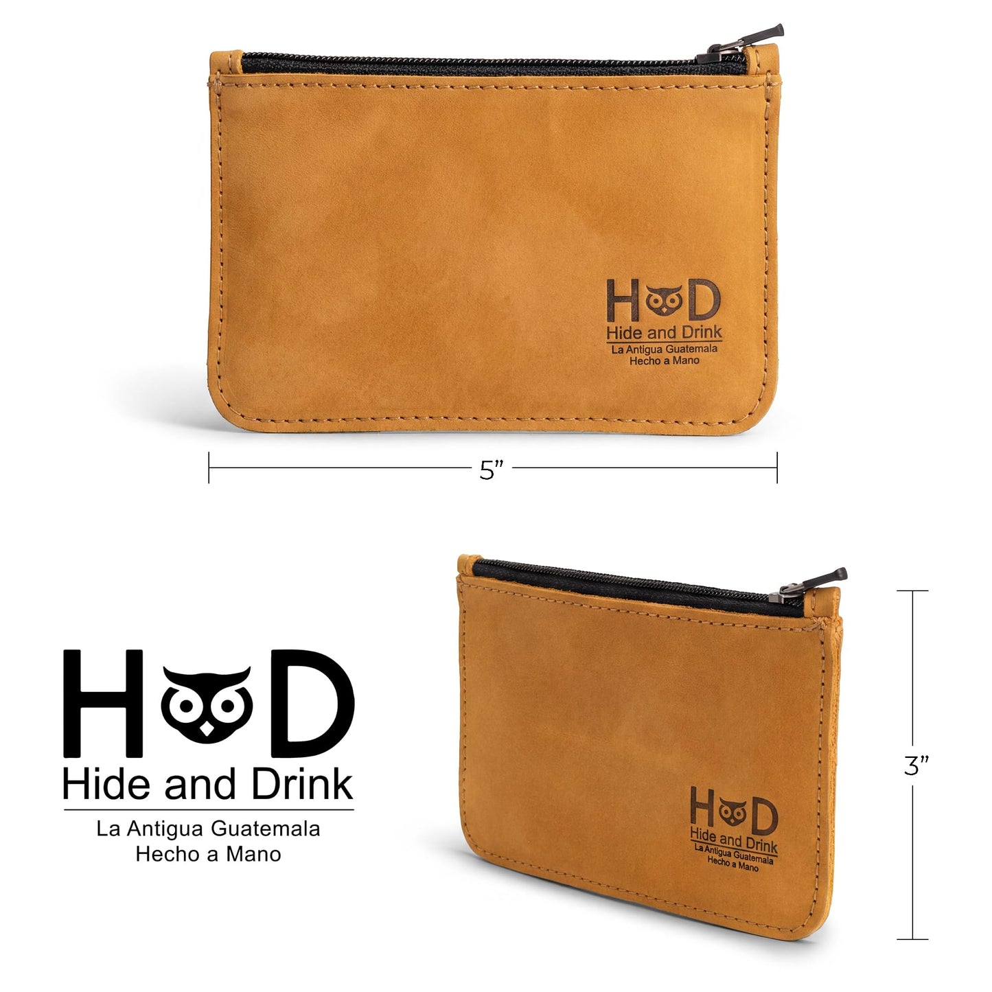 Hide & Drink, Full Grain Leather Zippered Wallet, Card Case, Folded Bills Storage, Coin Organizer, Travel Accessories, Handmade, Old Tobacco