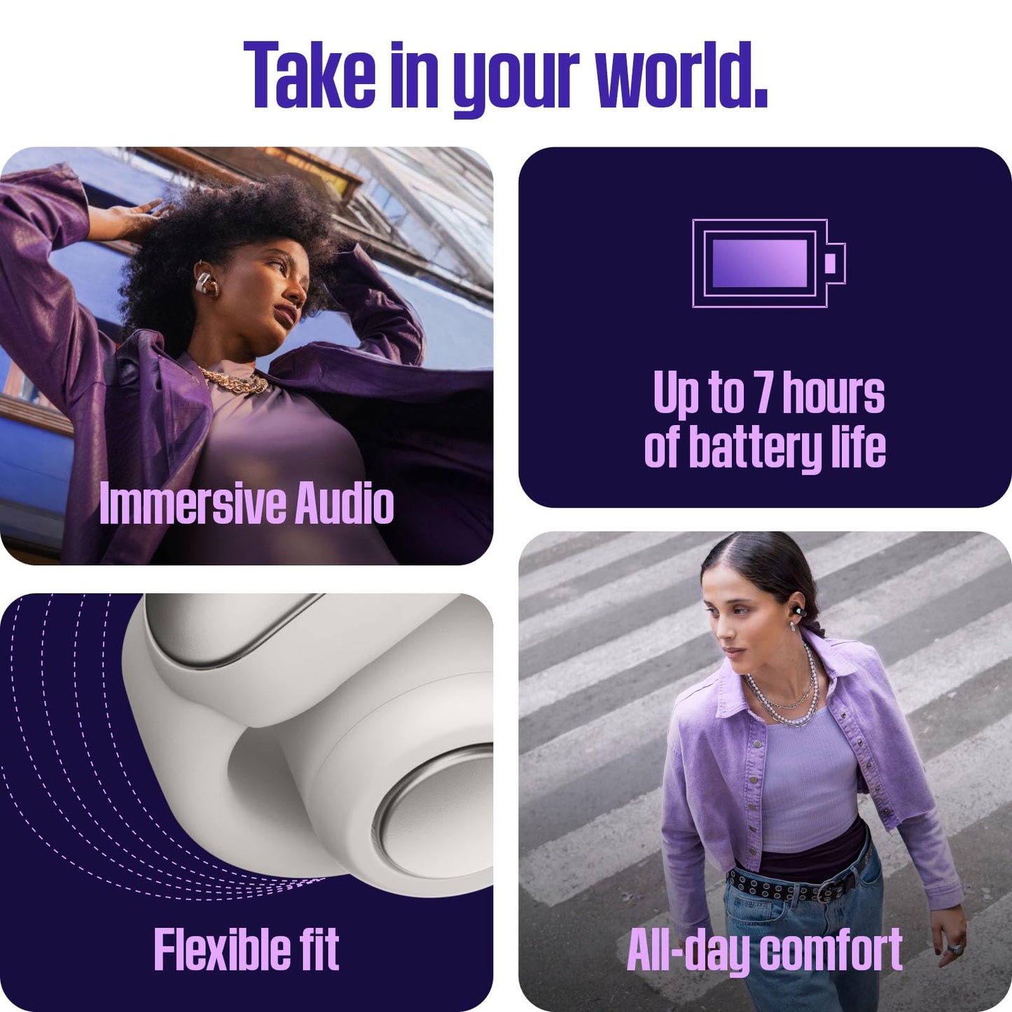 Bose Ultra Open Earbuds - Bluetooth Open Ear Earbuds with OpenAudio for Awareness, Clip-On Design for Comfort, Water Resistant, Up to 48 Hrs of Playtime, Sunset Iridescent - Limited Edition Color