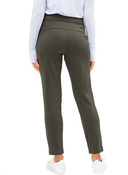 G Gradual Women's Pants with Deep Pockets 7/8 Stretch Sweatpants for Women Athletic, Golf, Lounge, Work (Olive Green, XX-Large)