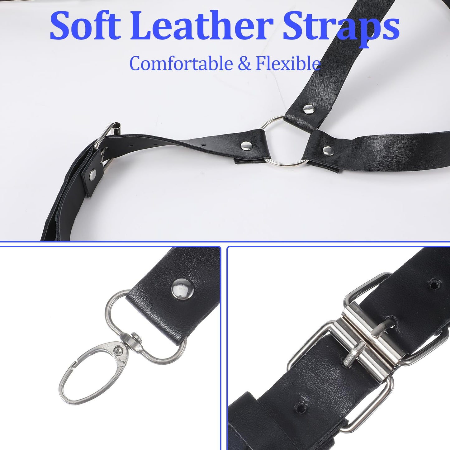 CIATBYYJ Men Leather Suspenders Vintage Men's Back Support Harness Harness Black Belt Strap Body Accessory