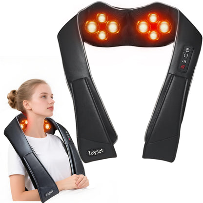 Joyset Shiatsu Neck and Back Massager with Heat,Electric Shoulder Massager for Pain Relief Deep Tissue,3D Kneading Massage with Cloth Cover Easy to Clean Best Gift for Men Women Parents