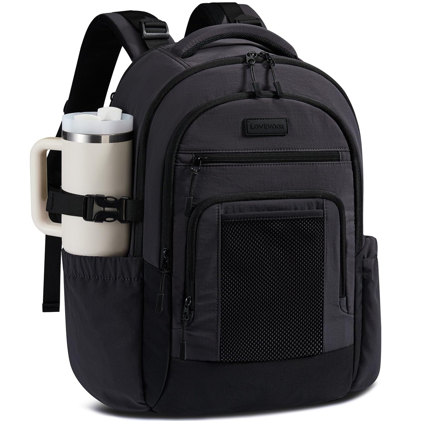 LOVEVOOK Laptop Backpack for Women with Cup Holder,15.6 Inch Work Teacher College Computer Backpack Bag with Chest Buckle Back Pad Shoulder Buckle,Waterproof Bookbag School Backpack for Girl Boy Teen