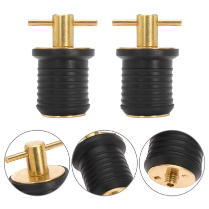 Ciweisah T-Handle Boat Plug Brass/Stainless Steel Boat Drain Plug Snap Handle Plug Rubber Drain Plug for Boat Marine (Brass-1inch)