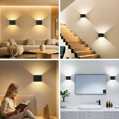 Motion Sensor Wall Sconces with Remote Control, 6000mAh Black Wireless Touch Control Rechargeable Wall Lamps with 3 Color Temperatures, LED Up Down Battery Operated Wall Lights Indoor, 2-Pack
