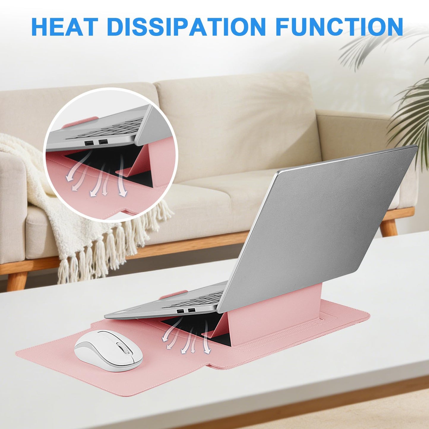 HoYiXi 13.6'' Laptop Sleeve Case Leather Bag with Stand Compatible with MacBook Pro 14/MacBook Air 13(M1 M2)/ASUS Vivobook 14/Dell XPS 13/ASUS Acer Matebook 13 14'' Laptop case,