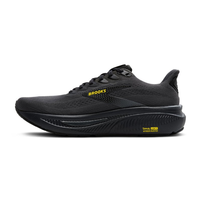 Brooks Men’s Ghost 17 Neutral Running Shoe - Ebony/Black/Yellow - 11 Medium