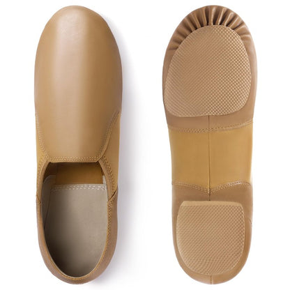 DWBH Unisex Jazz Shoe Leather Upper Women and Men's Slip-on Dance Shoes