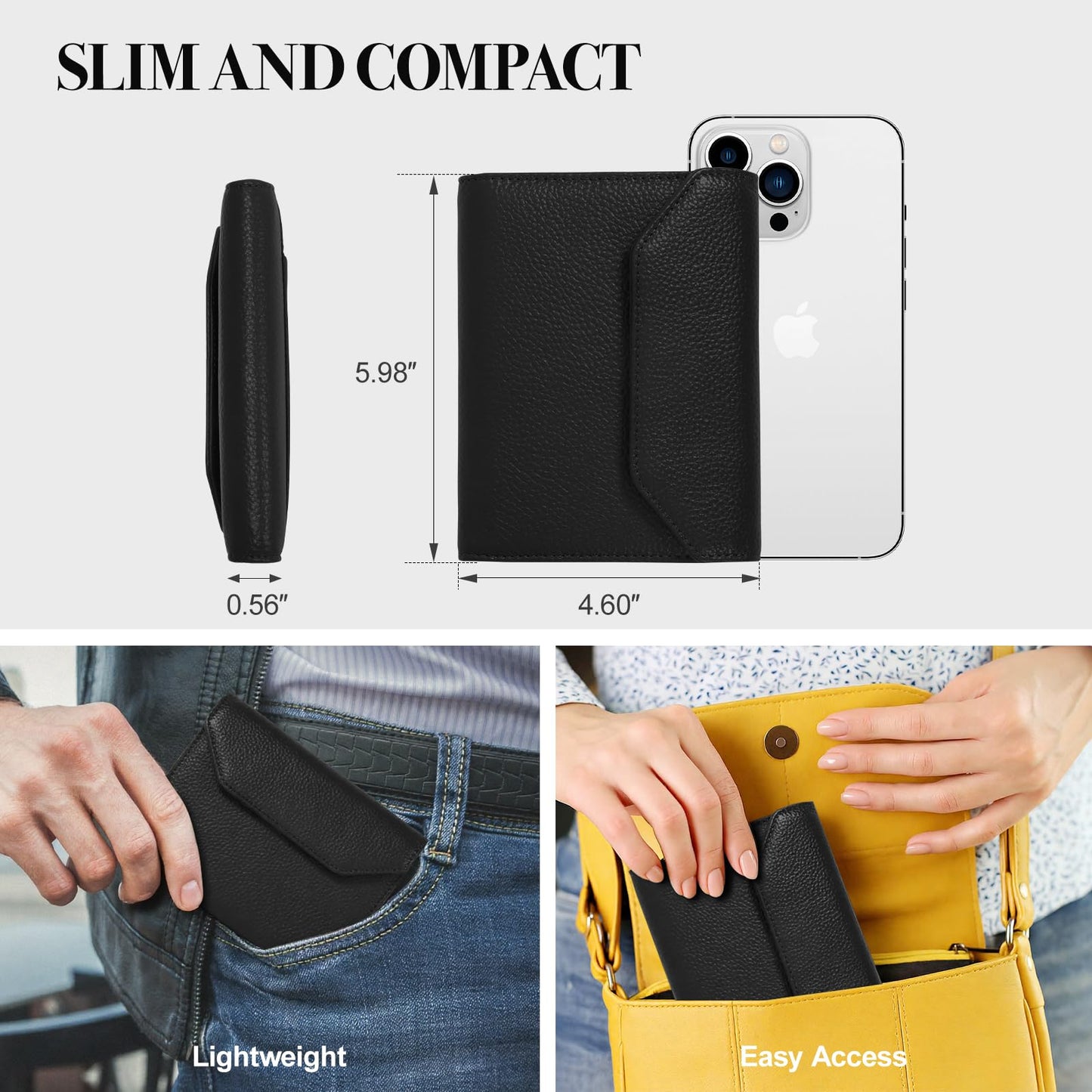 WHHMK Leather Passport Holder for Travel,Rfid Passport Holder Protect Your Card Security,Passport Book Holder for Men Women,Travel Wallet with Cards & Pen Slot,Boarding Pass,Zipper Cash Pocket(Black)