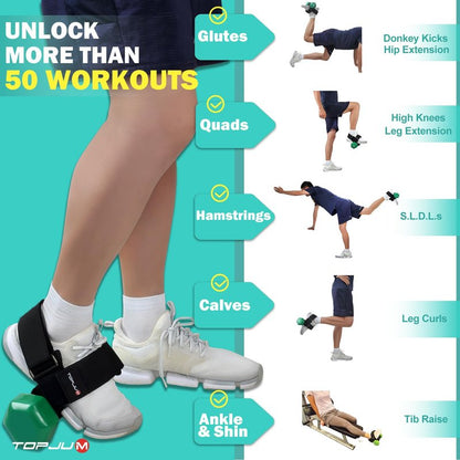 Original Dumbbell Foot Attachment, Tibialis Trainer, Adjustable Ankle Weights, Ankle Straps for Weight Lifting, Leg Workouts at Home for Hip, Shin Splint, Hamstring Curls, Leg extensions, Kettlebell Converstion Tool