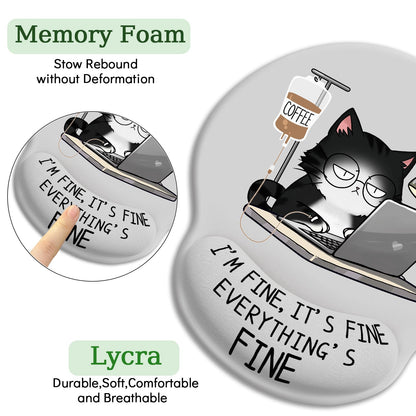 LIMKRIAN Cat Ergonomic Mouse Pad with Wrist Rest, Gaming Mouse Pad with Wrist Support, Funny Mouse Pads for Desk, Computer Mousepad with Non-Slip Pain Relief PU Base, Cute Office Desk Accessories