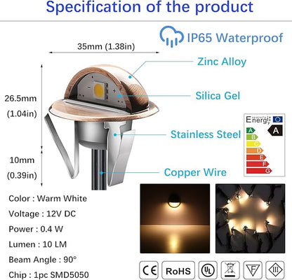 Low Voltage LED Deck Lighting Kits with Transformer, 10 Pack IP65 Waterproof Outdoor Recessed Wall Patio Stairs Step Garden Yard Decorations Landscape Lights (Warm White, Bronze)
