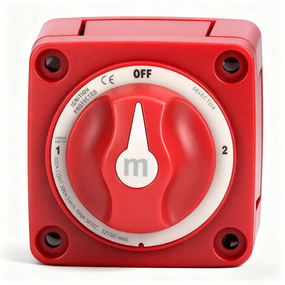 Battery Switch Boat Battery Disconnect Switch 300A 3 Position, High Sensitivity Dual Circuit Power Disconnect Cut Off Isolator for Marine Boat Car Truck Trailer RV, M Series Battery ON Off Kit