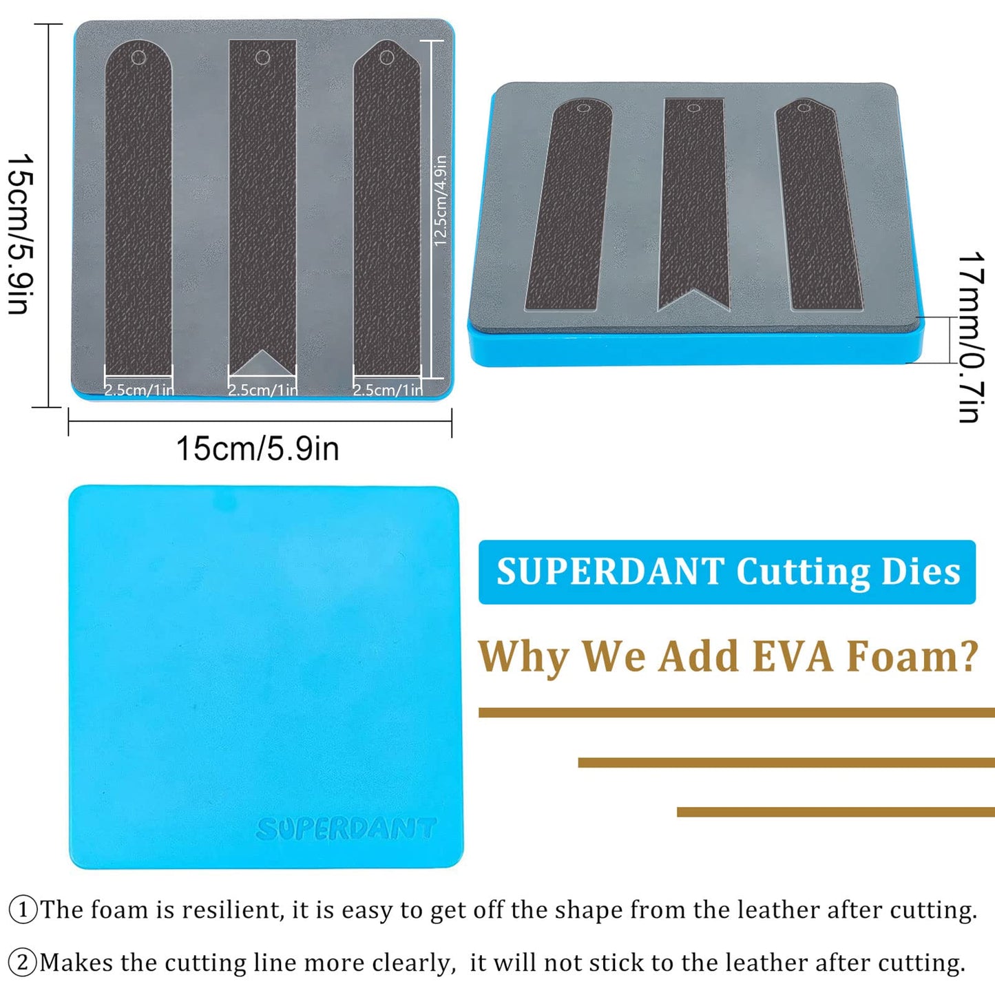 SUPERDANT 3 Shapes Leather Bookmark Cutting Dies Classic Stitched Bookmark Die Cutter Leather Page Markers Wooden Cutting Machine Gifts for Men Women Kids Bookworms Writers Back to School