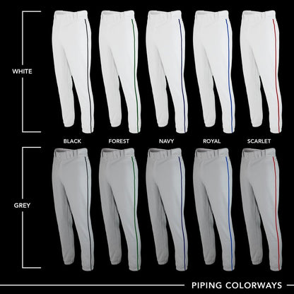SSK Showcase Collection Flex Bottom Adult Baseball Pants | Adult Sizes Solid & Piped (US, Alpha, Medium, Regular, Regular, Grey/Forest)