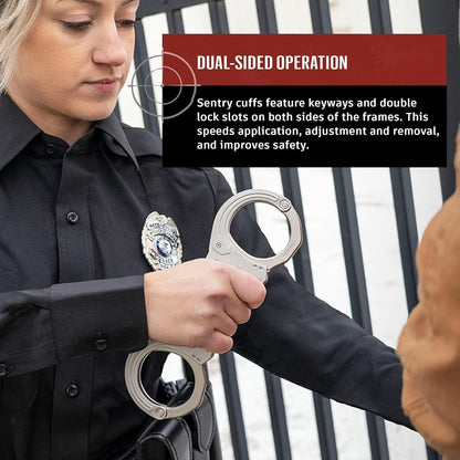 ASP Sentry Chain Handcuffs, Professional Grade, Stainless Steel Frames, Forged Steel Bows, Dual-Sided Keyways, and Double Lock Slots for Tactical Gear and Equipment