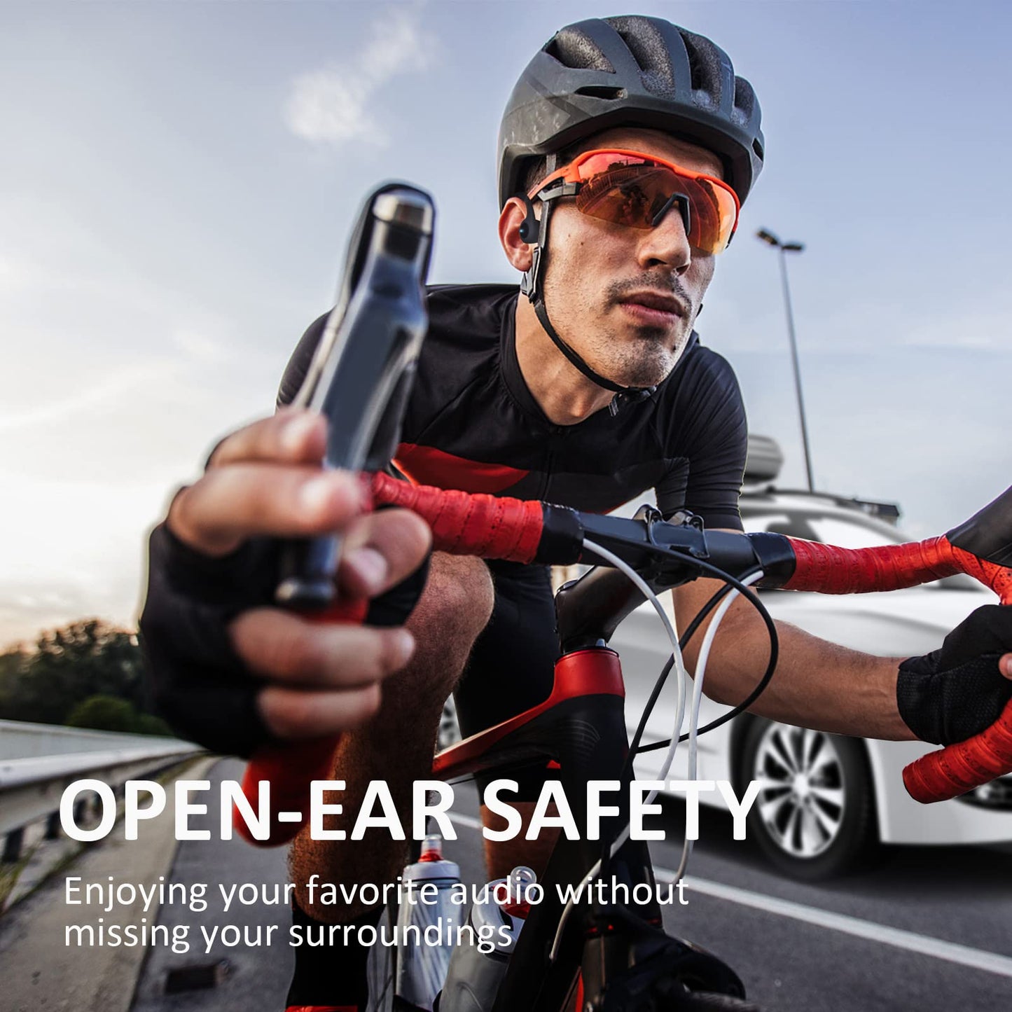 Rakklor Bone Conduction Headphones - Open-Ear Headphones with MIC, Bluetooth 5.4, 20Hr Long Battery Life, IPX5 Waterproof for Sports Workouts Cycling Running Gym Hiking,Black