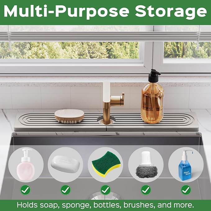 23.6 Inch Stone Faucet Mat for Kitchen Sink Splash Guard