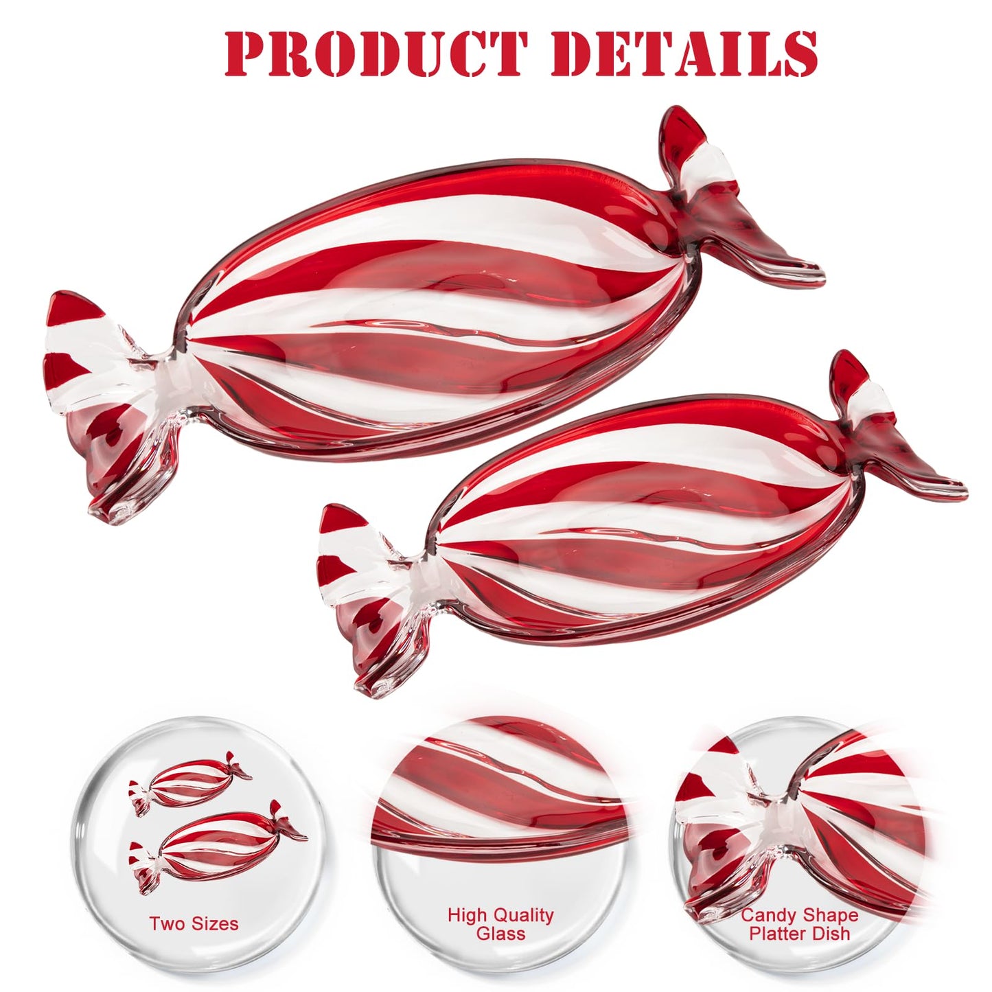 SHOWLOUE Christmas Platter Dish, Glass Candy Platter Serving Dessert Plates Christmas Dinnerware Tray Decorative Plates for Xmas Holiday Party Favor, Small