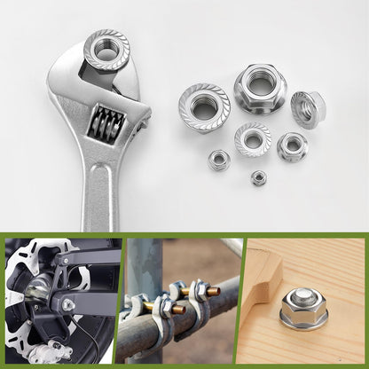 SVLING M5 Flange Nuts 175Pcs, Metric M5-0.8mm Serrated Flange Hex Nuts 304 Stainless Steel 18-8, Bright Plain Finish
