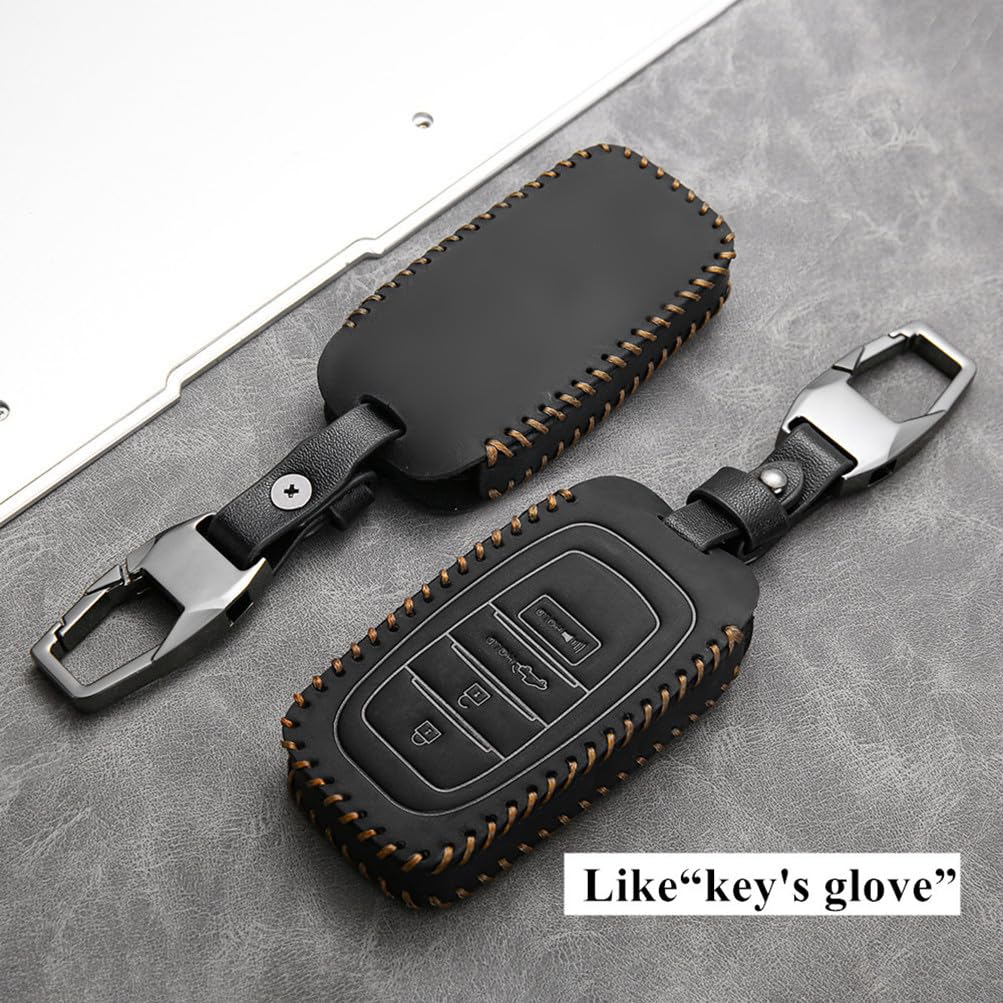 Avgardcat Leather Compatible with Toyota Key fob Cover for 2025 Grand Highlander Tacoma Tundra Land Cruiser Sequoia Accessories 4 Buttons Keychain