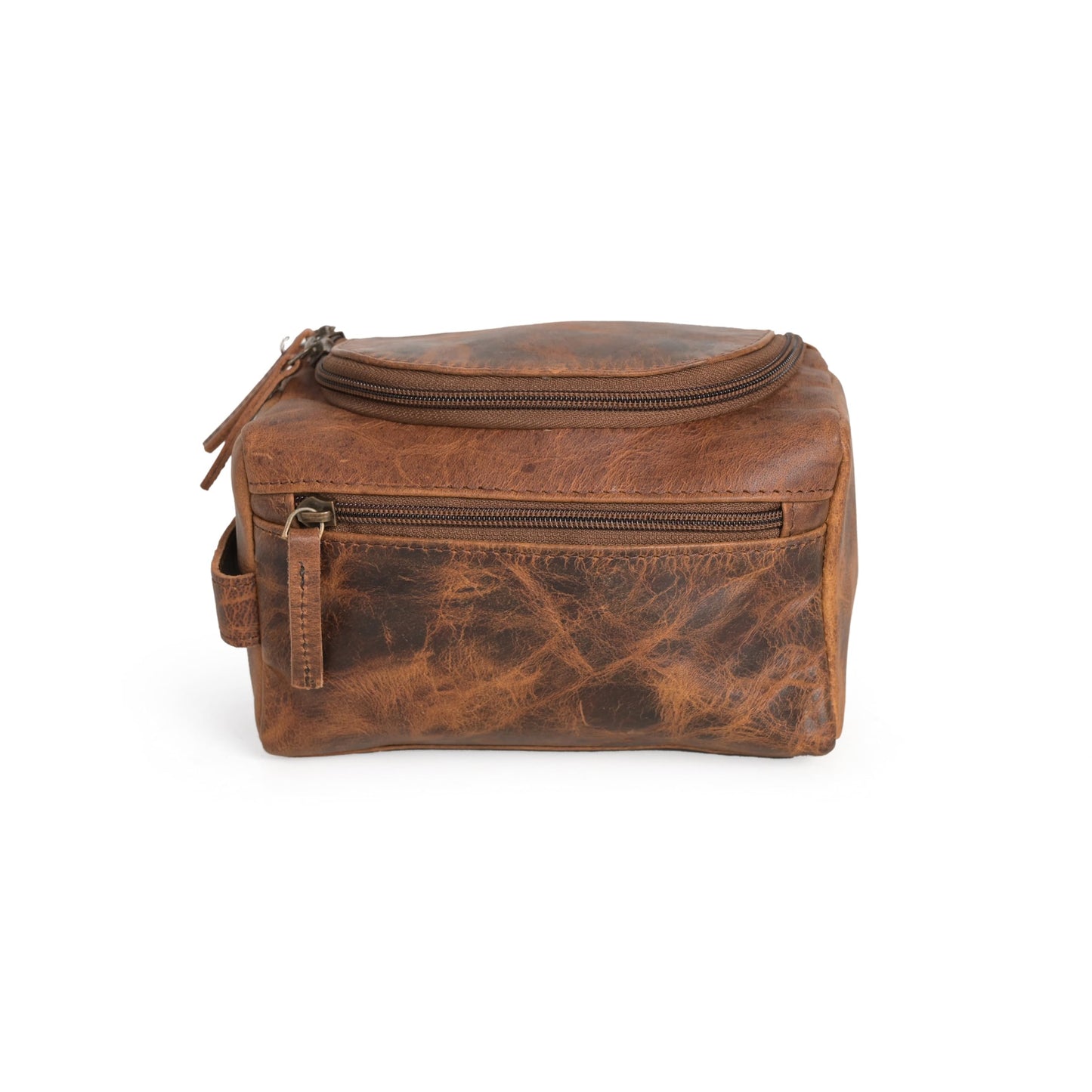 RusticVintage (7.5 inch Small) Real Full Grain Leather Toiletry Bag for Men, Dopp kit with Waterproof Lining, Toiletries Organizer, Grooming Travel Bag Pouch, Bathroom Shaving Kit Zipper Bag