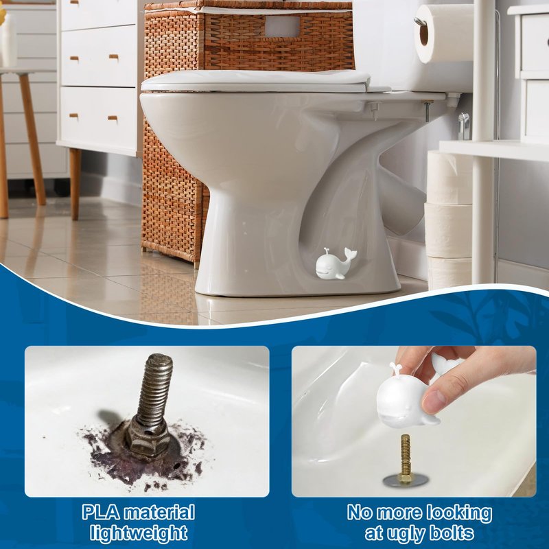 Junkin 2 Pcs Whale Toilet Bolt Covers Decorative Blue Whale Absorb Strong Light Glow in The Dark Toilet Screw Caps Luminous Pla Hide Rusty Bolts Bathroom Decor Accessories for Bolts Bathroom Decor