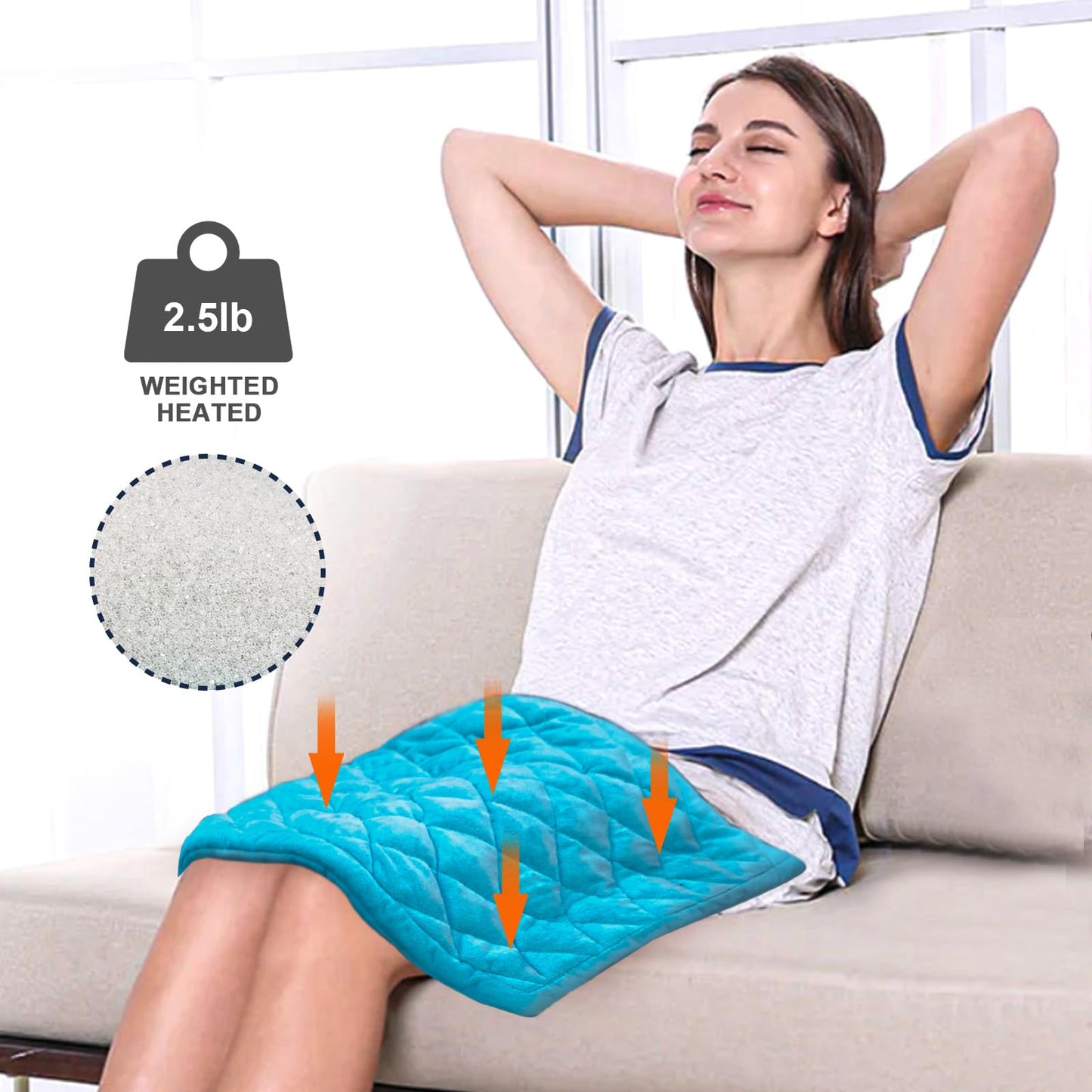 XL Full Weighted Heating Pad for Back Pain, Cramps, Relief - - 2.3lb Large Electric Heat Pad for Neck and Shoulders - Hot Heated Pad with Auto Shut Off, Stay on- (XL 12"x24" Pink) - PYQ0F